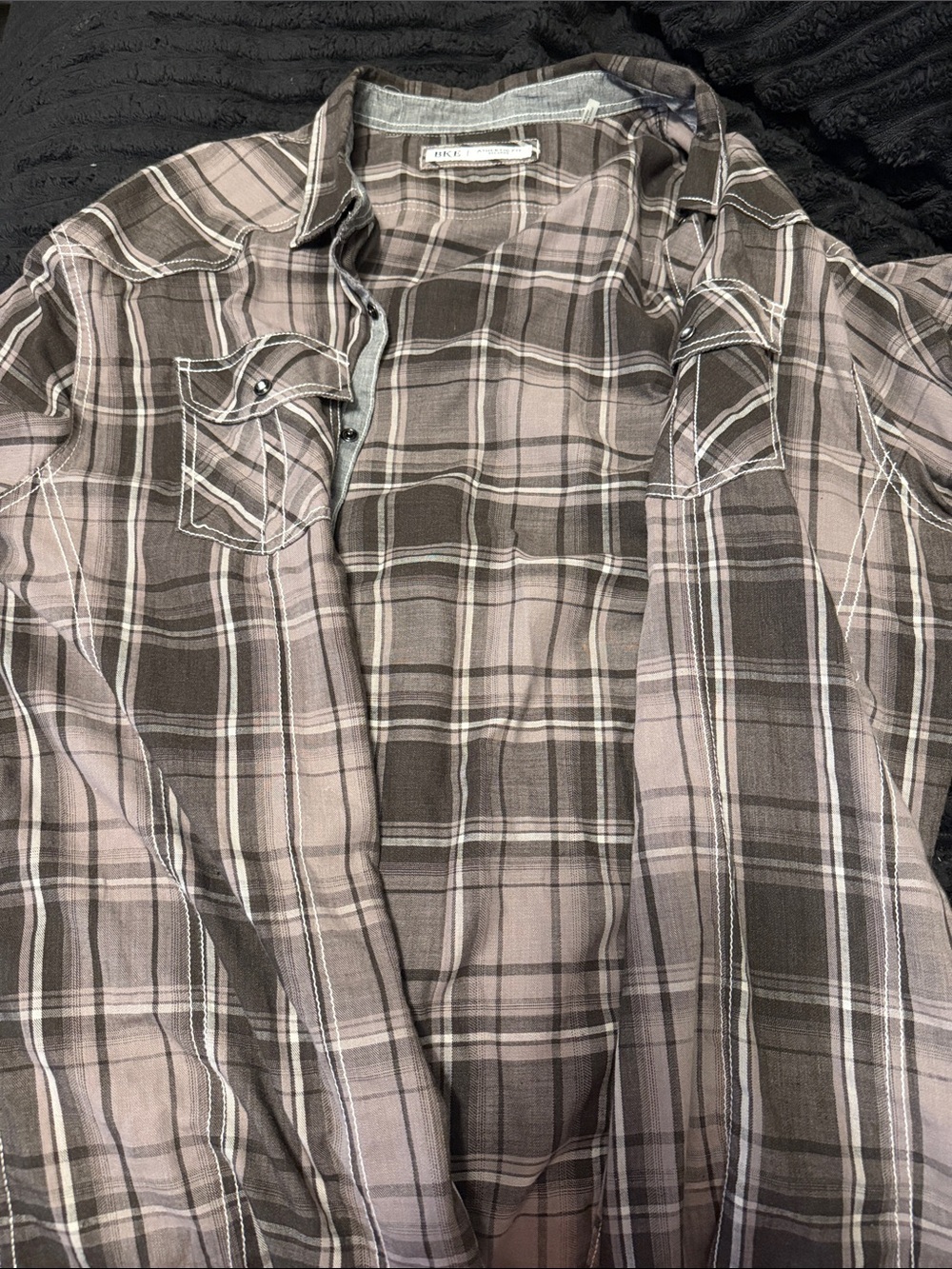 Ezekiel Men's Brown and Tan Plaid Button-Down Shirt